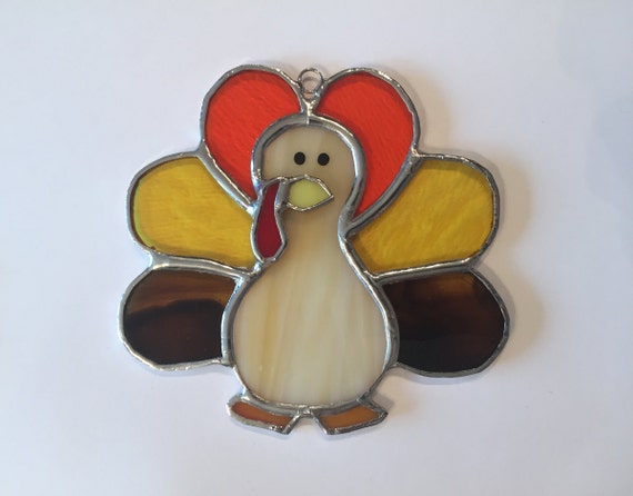 Handmade Stained Glass Turkey Suncatcher | Etsy