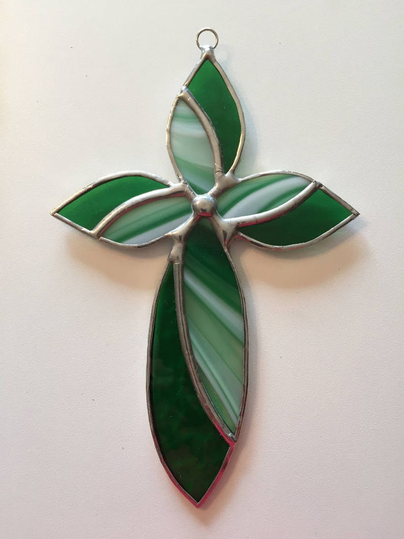 Handmade Stained Glass Cross Suncatcher Etsy