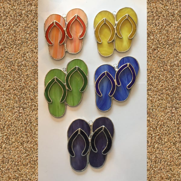 Flip-Flops en verre teinté fait à la main / Sandales Suncatcher