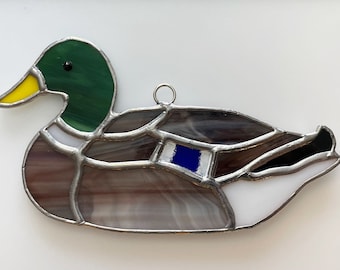 Handmade Stained Glass Mallard Duck Suncatcher