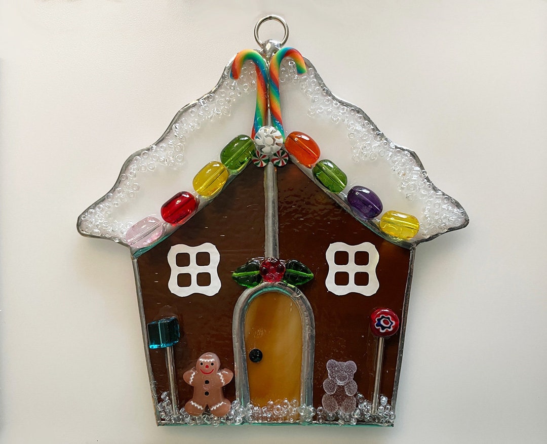 Handmade Stained Glass Gingerbread House Suncatcher jelly Etsy