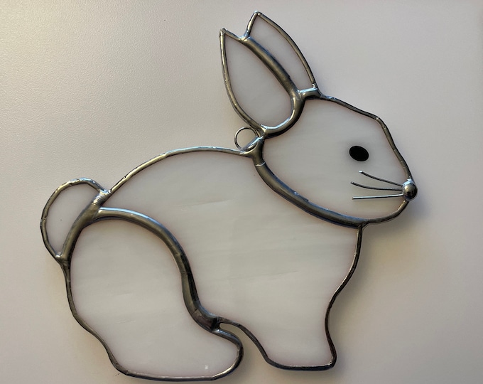 Handmade Stained Glass Bunny Rabbit Suncatcher White Etsy