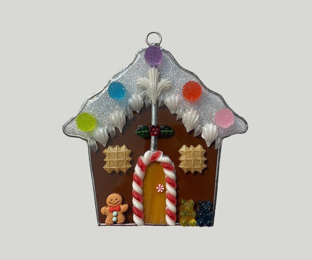 Handmade Stained Glass Gingerbread House Suncatcher sparkly Etsy