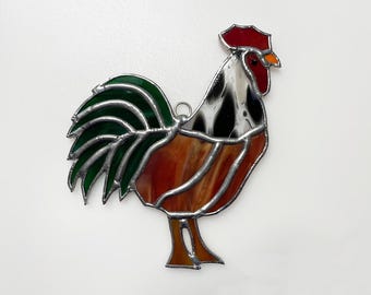 Handmade Stained Glass Rooster Suncatcher