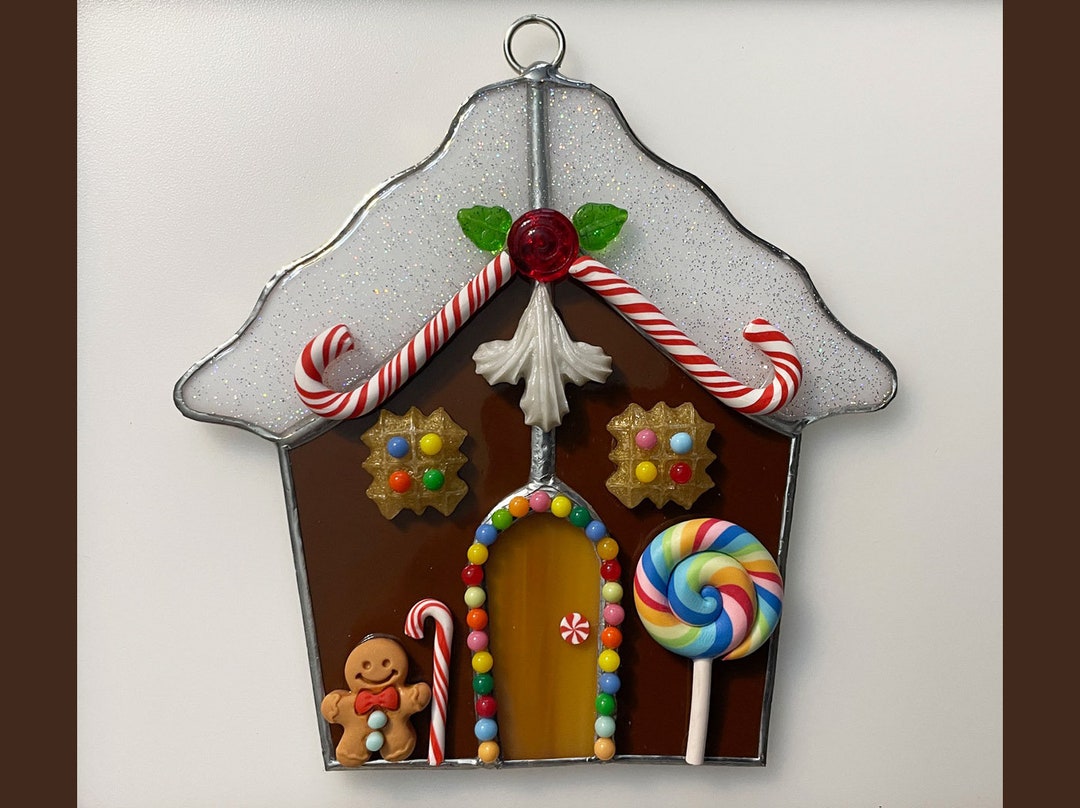 Handmade Stained Glass Gingerbread House Suncatcher sparkly Etsy