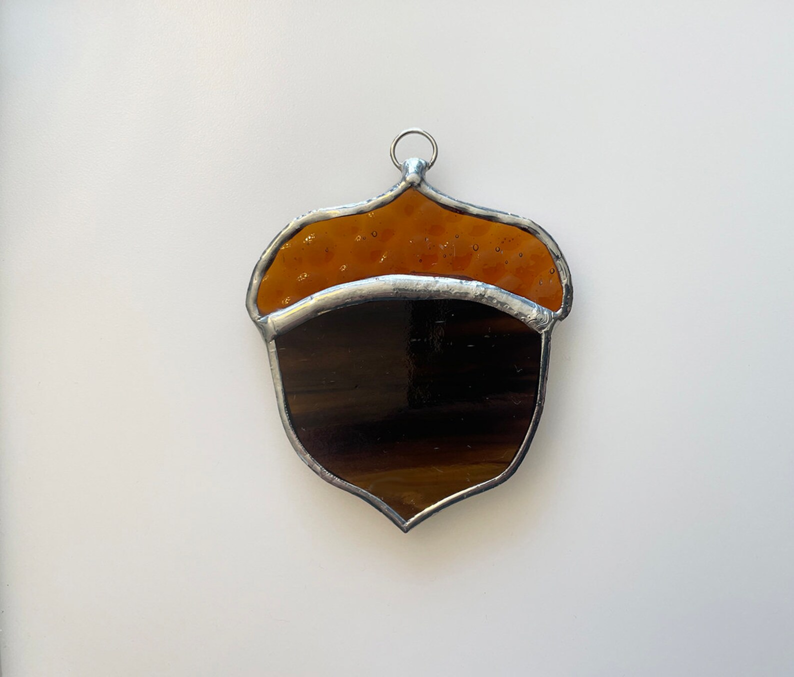 Handmade Stained Glass Single Acorn Suncatcher Etsy