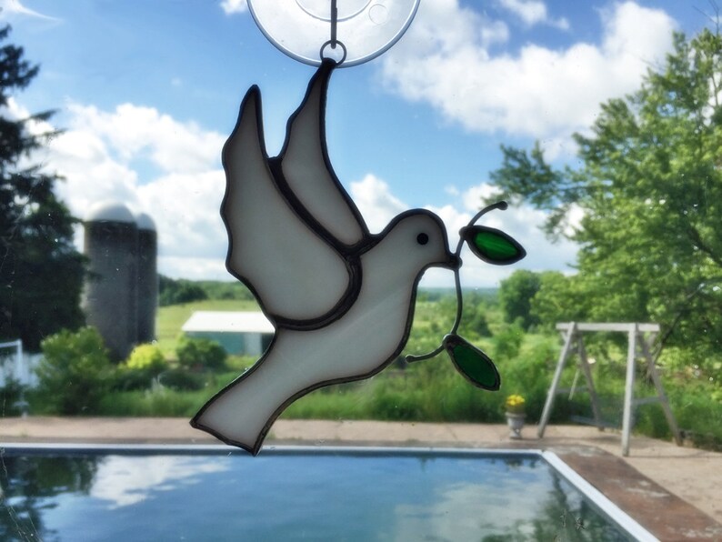 Handmade Stained Glass White Dove Suncatcher - Etsy