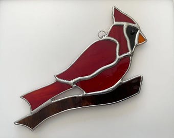 Handmade Stained Glass Cardinal Suncatcher