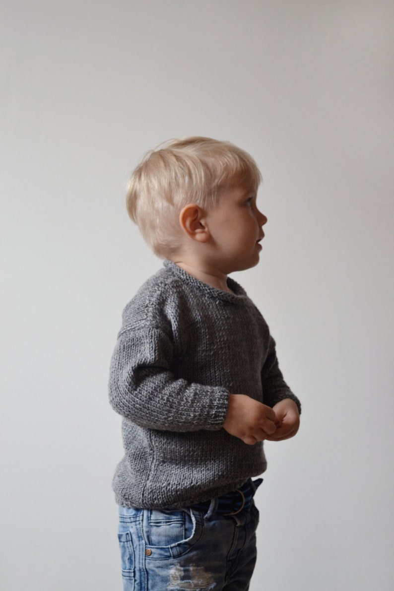 Hand Knit Toddler Sweater Hipster Kids Sweater Grey Boy Etsy