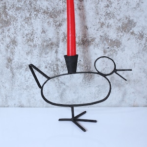 Scandinavian-style Iron Bird / Duck Candle Holder