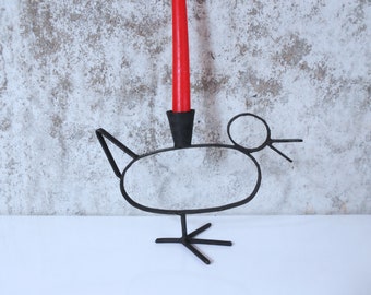 Scandinavian-style Iron Bird / Duck Candle Holder