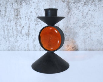 Steel and Glass Candle Holder by Gunnar Ander for Ystad Metall, Sweden