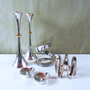 Dansk Silver Plated Spiral Candelabra Danish Modern Candle Holder par Bertil Vallien image 5