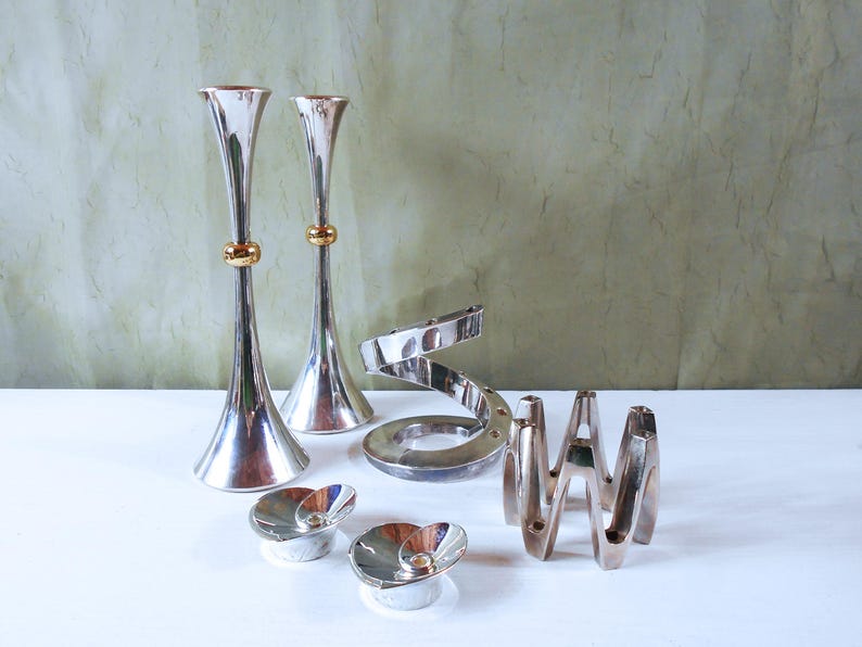 Dansk Silver Plated Spiral Candelabra Danish Modern Candle Holder par Bertil Vallien image 5