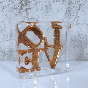 Love Typography Glass Paperweight Robert Indiana Style Love Sculpture image 4