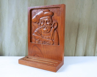 Evelyn Ackerman - ERA Industries Carved Knife Block / Hanging Holder with Chef Motif