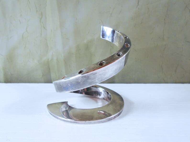 Dansk Silver Plated Spiral Candelabra Danish Modern Candle Holder par Bertil Vallien image 3