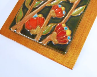 Signed Enamel Wall Hanging Flowers