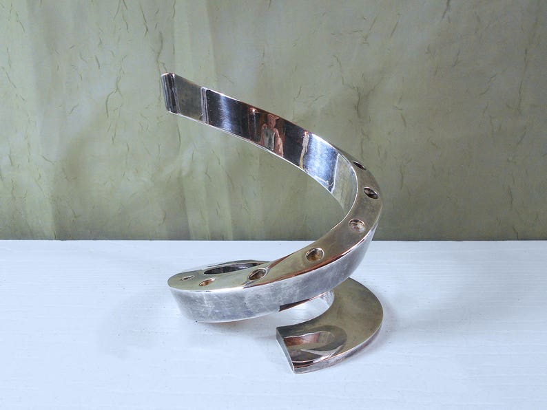 Dansk Silver Plated Spiral Candelabra Danish Modern Candle Holder par Bertil Vallien image 2