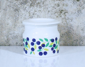 Arabia Finland  Tall Jam Jar with Blueberries Graphic - Arabia Pomona Series by Ulla Procope