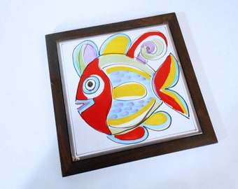 Italian Tile Framed Fish Trivet - La Musa Style, Desimone Style