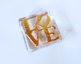 Love Typography Glass Paperweight - Robert Indiana Style Love Sculpture