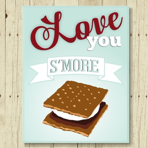 Funny Food Pun Love You S'more Graham Cracker Etsy