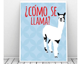 Como Se Llama Digital Art Print, Funny Art, Instant Download, Llama Art, Llama Print, Spanish Art, Quirky Art, Funny Print, Funny Art,
