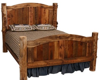 Reclaimed wood Bed | Arched Rustic Bed | Aspen and Barnwood Bed | Cabin Bedroom Furniture | Rustic Furniture | Handmade Furniture