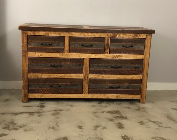 7 Drawer Dresser Multi Color Reclaimed Barn Wood Dresser Etsy