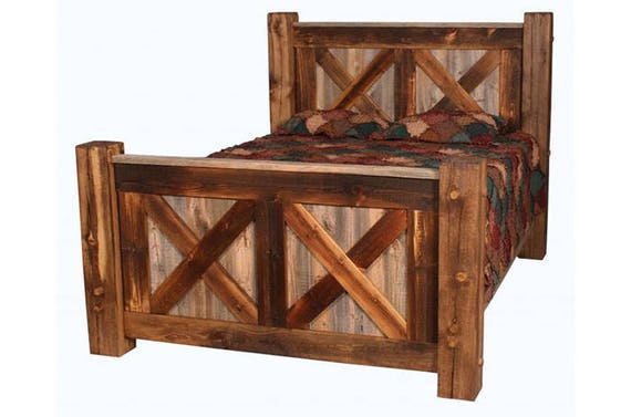 Barn Wood Pioneer Bed Natural Barnwood Bed Rustic Bed Rustic Furniture Barnwood Furniture