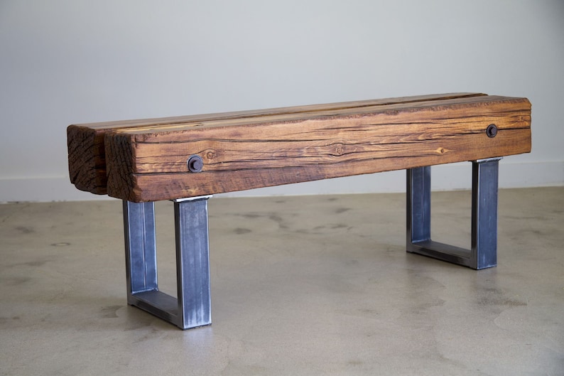 Simple Timber Bench Reclaimed Wood Bench Slab Bench Industrial Bench Timber Bench Narrow Entryway Bench Entryway Furniture image 1