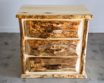 Aspen 3 Drawer Chest | Aspen Log Bedroom | Lodge Furniture | Log Cabin Bedroom | Log Home Furniture | Handmade Furniture