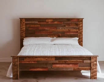 Reclaimed Wood Platform Bed | Low Profile Bed | Reclaimed Barnwood Bed | Reclaimed Bedroom Furniture | Handmade Furniture