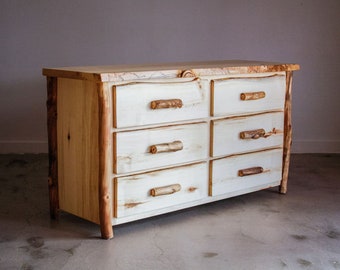 Aspen log 6 drawer dresser/  6 drawer dresser / aspen dresser / pine dresser / pine 6 drawer dresser / aspen bedroom furniture