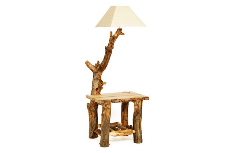 Rustic Floor Lamp End Table Aspen With