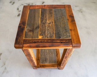 Barnwood Side Table |  Wood Side Table  | Reclaimed Wood Side Table | Handmade Furniture / American Made