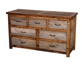 Barn Wood 7 Drawer Dresser | Reclaimed Wood Furniture | Rustic Dresser | Handmade Furniture l reclaimed dresser