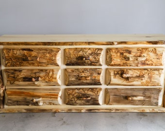 Aspen Log 9 Drawer Dresser | Log Cabin Furniture | Lodge Furniture | Log Bedroom Furniture | Handmade Furniture
