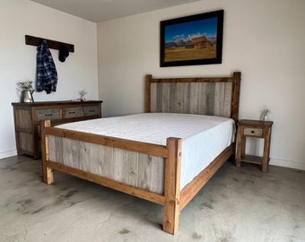 Barnwood Bed, reclaimed bed, platform bed, pine bed, handmade bed, aspen bed, wood bed, barn wood bed, reclaimed furniture