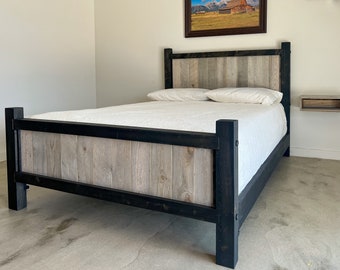 Reclaimed bed / barn wood bed / platform bed / solid wood bed / reclaimed wood bed / modern rustic bed / reclaimed bed