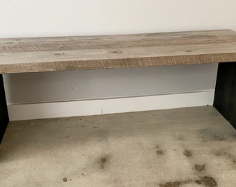 Waterfall bench / reclaimed bench / reclaimed waterfall bench / modern rustic bench / barnwood bench / gray bench / rustic bench / bench