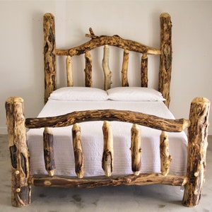 Aspen Log Bed | Curvy Log Bed | Handmade Log Bed | Lodge Furniture | Log Home Furniture | Handmade Furniture