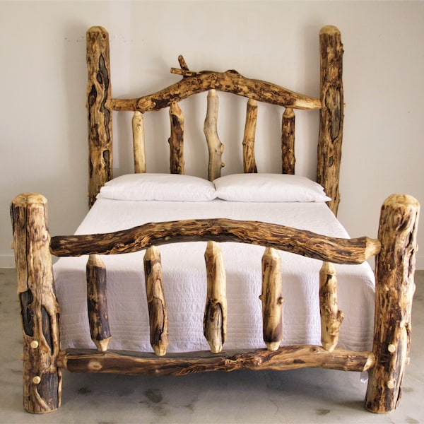 Aspen Log Bed | Curvy Log Bed | Handmade Log Bed | Lodge Furniture | Log Home Furniture | Handmade Furniture