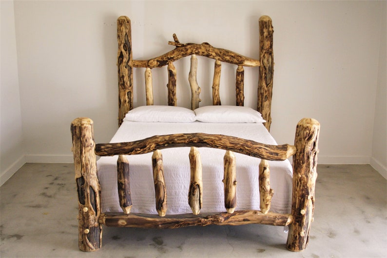 Aspen Log Bed Curvy Log Bed Handmade Log Bed Lodge Furniture Log Home Furniture Handmade Furniture image 1