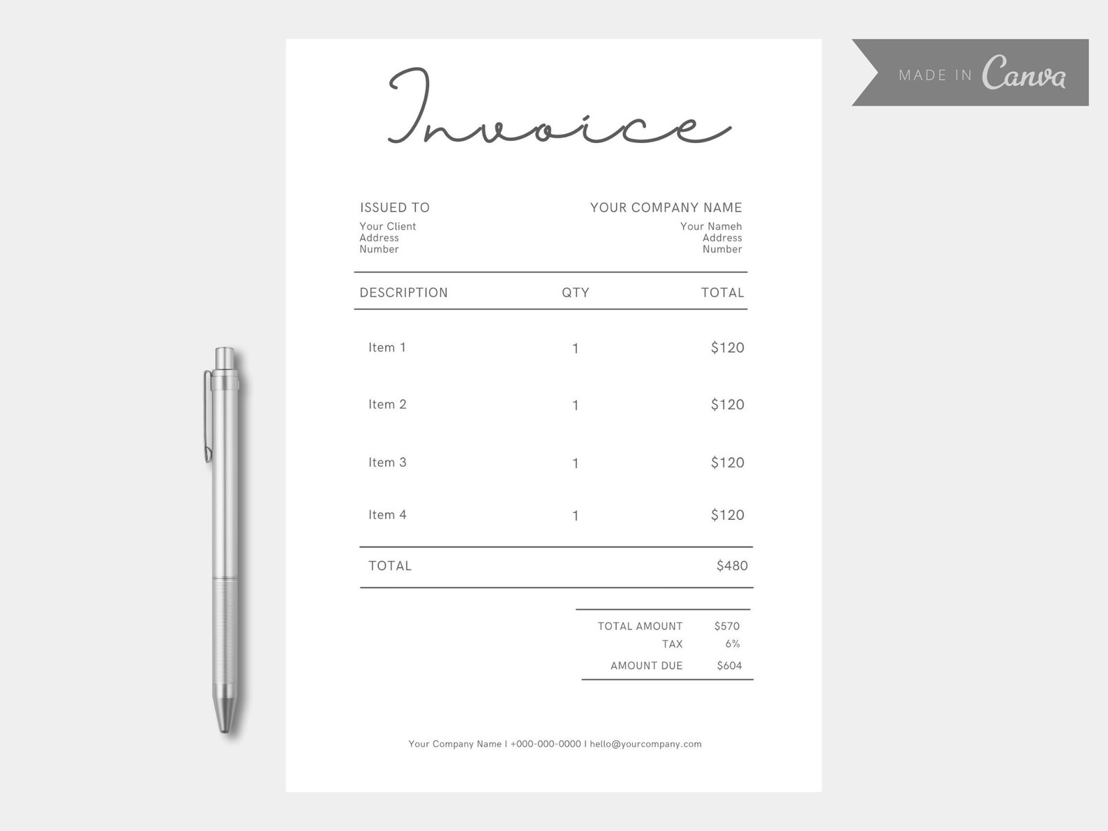 Canva Invoice Template Business Invoice Printable Invoice Etsy
