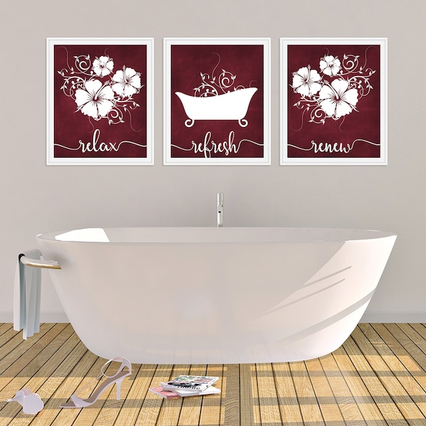 Red Bathroom Decor Etsy