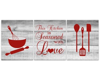 Red Kitchen Decor Etsy
