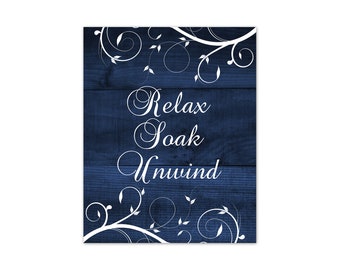 Blue Bathroom Decor Etsy