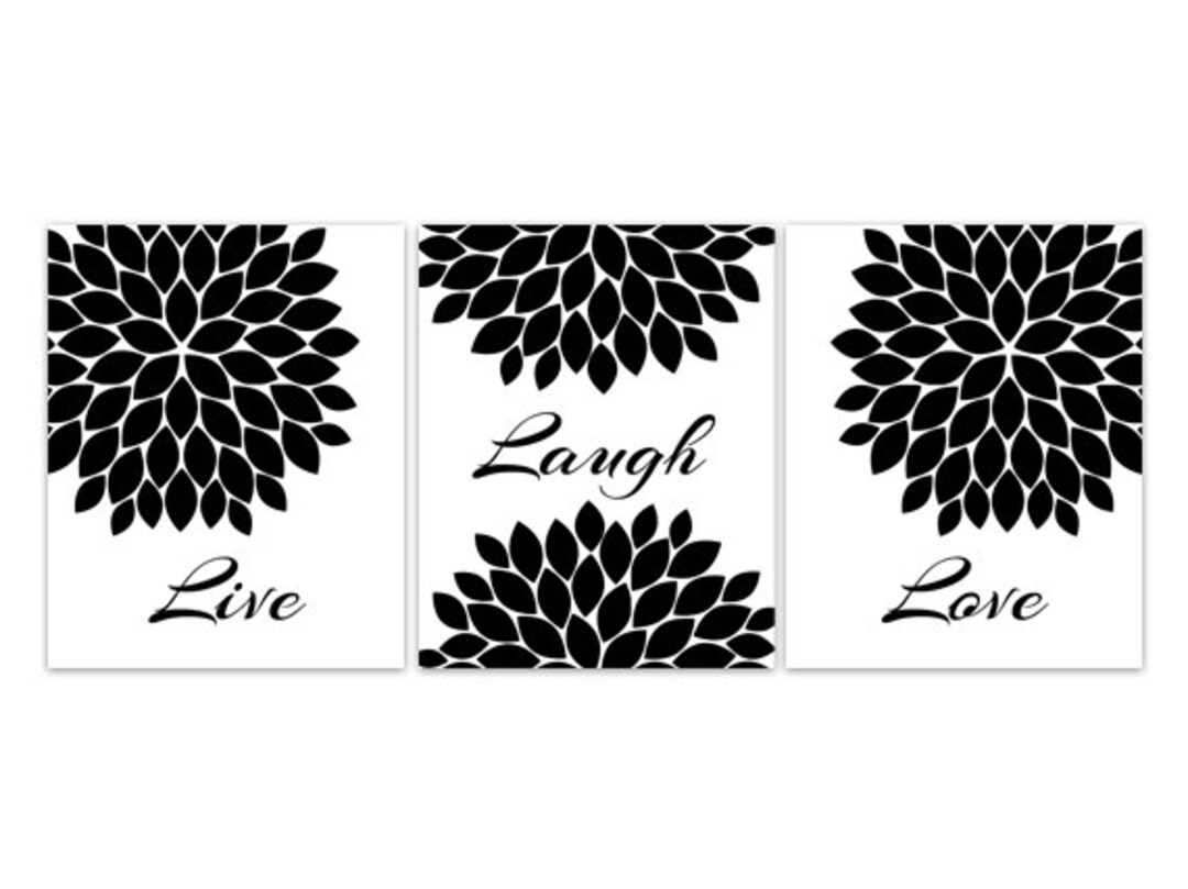 Home Decor Wall Art CANVAS PRINTS, Live Laugh Love, Flower Burst